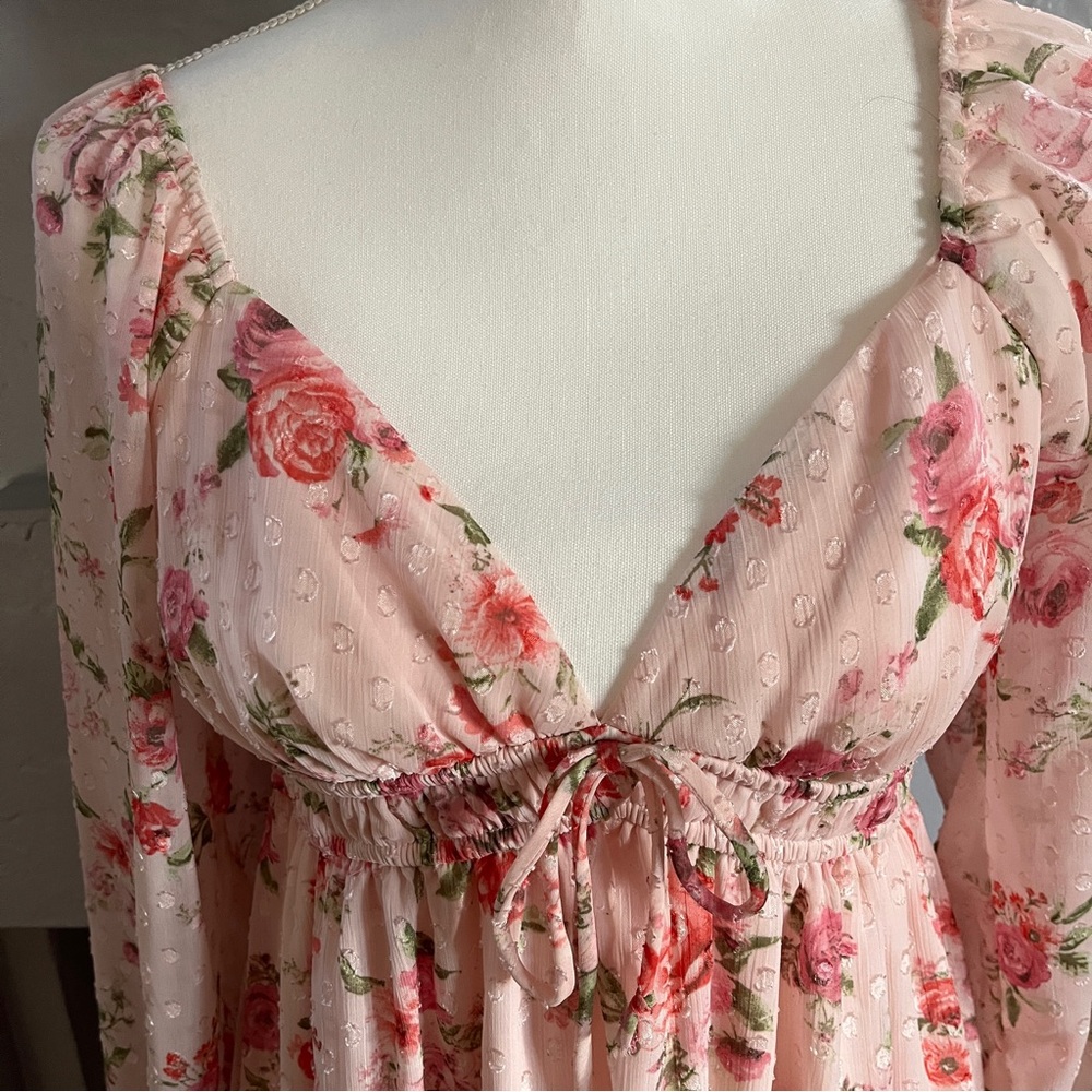 Floral Pink Long Sleeve Dress - Picture 4 of 6
